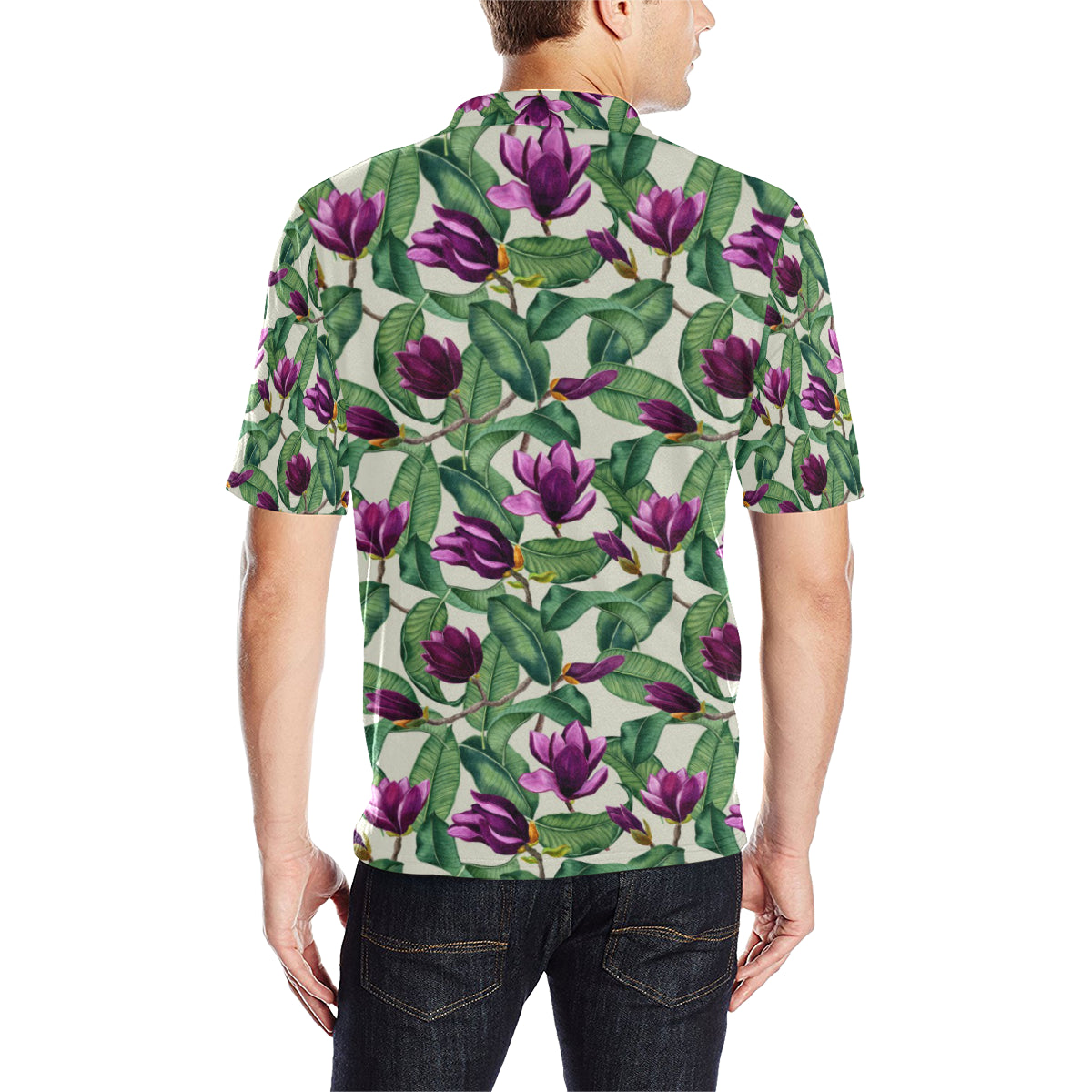 Magnolia Pattern Print Design MAG07 Men Polo Shirt
