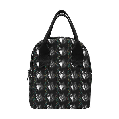 Wolf Black Dream Catcher Design Print Insulated Lunch Bag