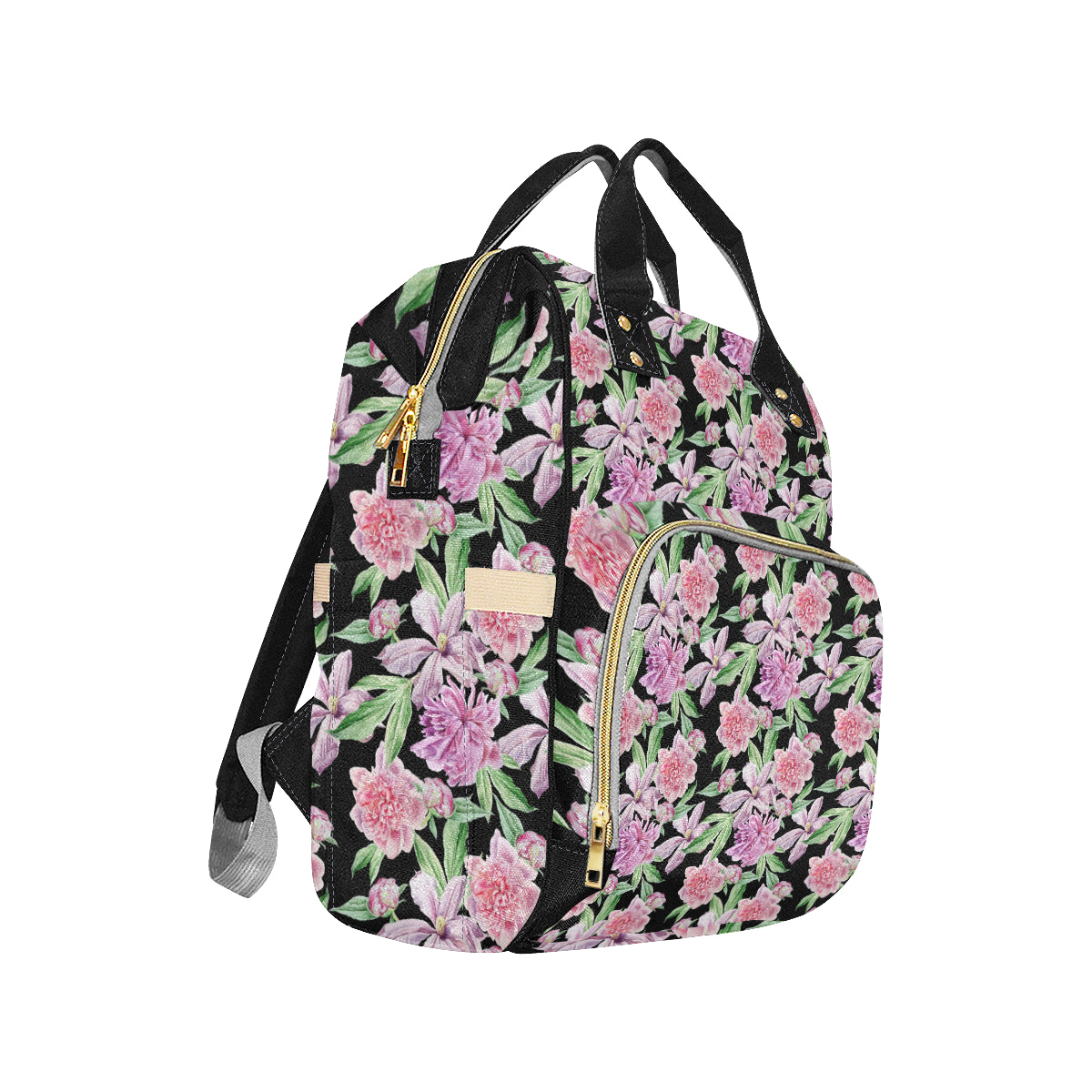 Peony Pattern Print Design PE08 Diaper Bag Backpack