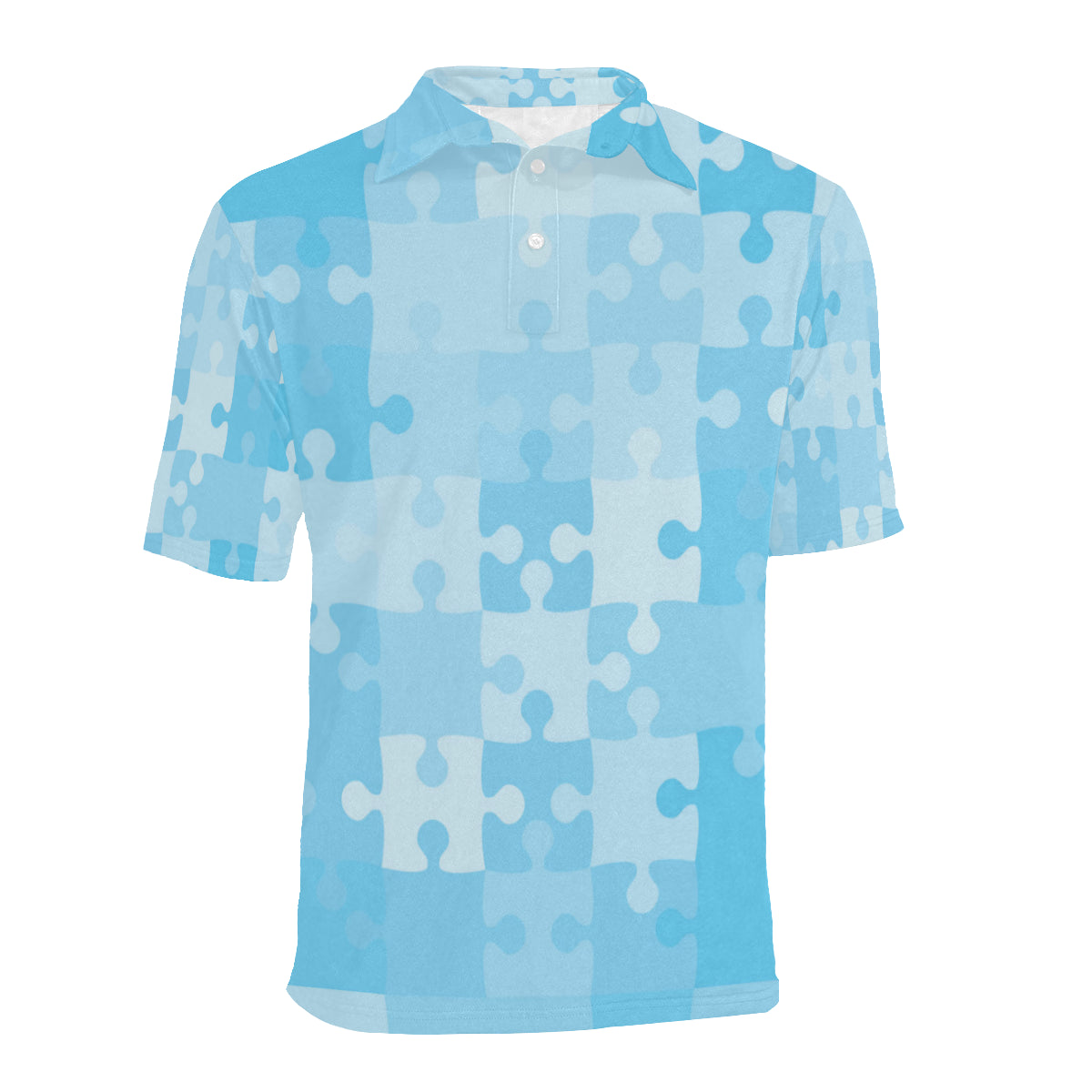 Puzzle Blue Pattern Print Design A04 Men Polo Shirt