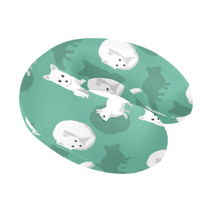 Arctic Fox Pattern Print Design U-Shaped Travel Neck Pillow