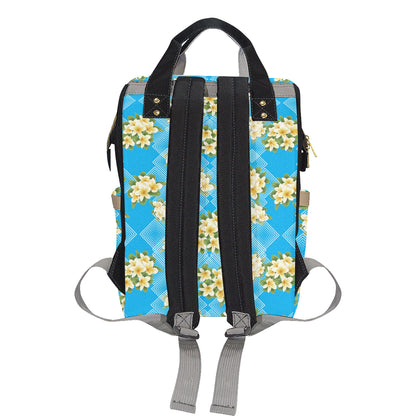 Yellow Plumeria Design Print Pattern Diaper Bag Backpack