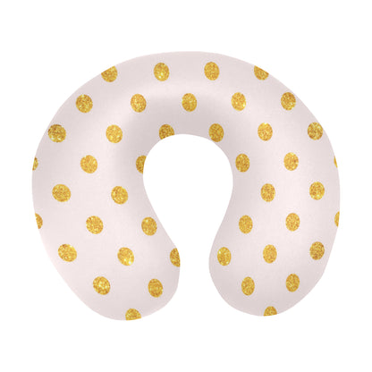 Polka Dot Gold Pink Pattern Print Design 01 U-Shaped Travel Neck Pillow