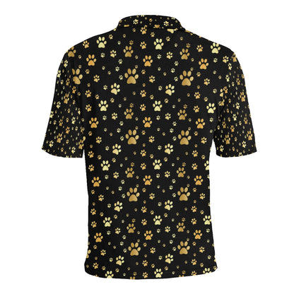 Paw Gold Print Men Polo Shirt