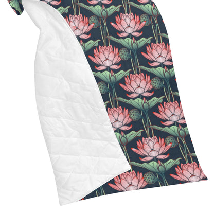 Water Lily Pattern Print Design WL03 Premium Quilt