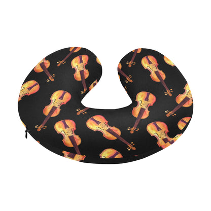 Violin Pattern Print Design 04 U-Shaped Travel Neck Pillow