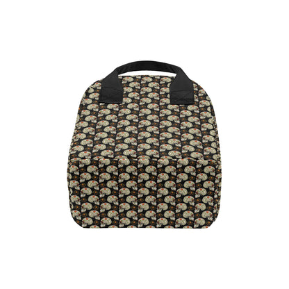 Sugar Skull Flower Design Themed Print Insulated Lunch Bag
