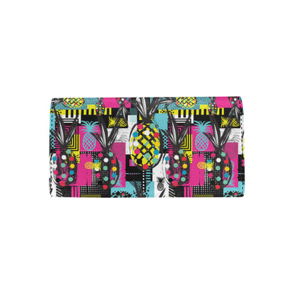 Pop Art Pineapple Pattern Print Design A02 Women's Trifold Wallet