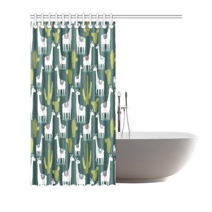 Llama Cactus Pattern Print Design 02 Shower Curtain