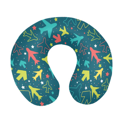 Airplane Pattern Print Design 05 U-Shaped Travel Neck Pillow
