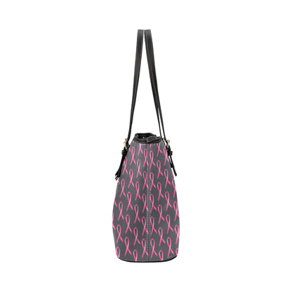 Breast Cancer Awareness Pattern Leather Tote Bag