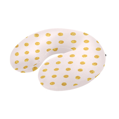 Polka Dot Gold Pink Pattern Print Design 01 U-Shaped Travel Neck Pillow