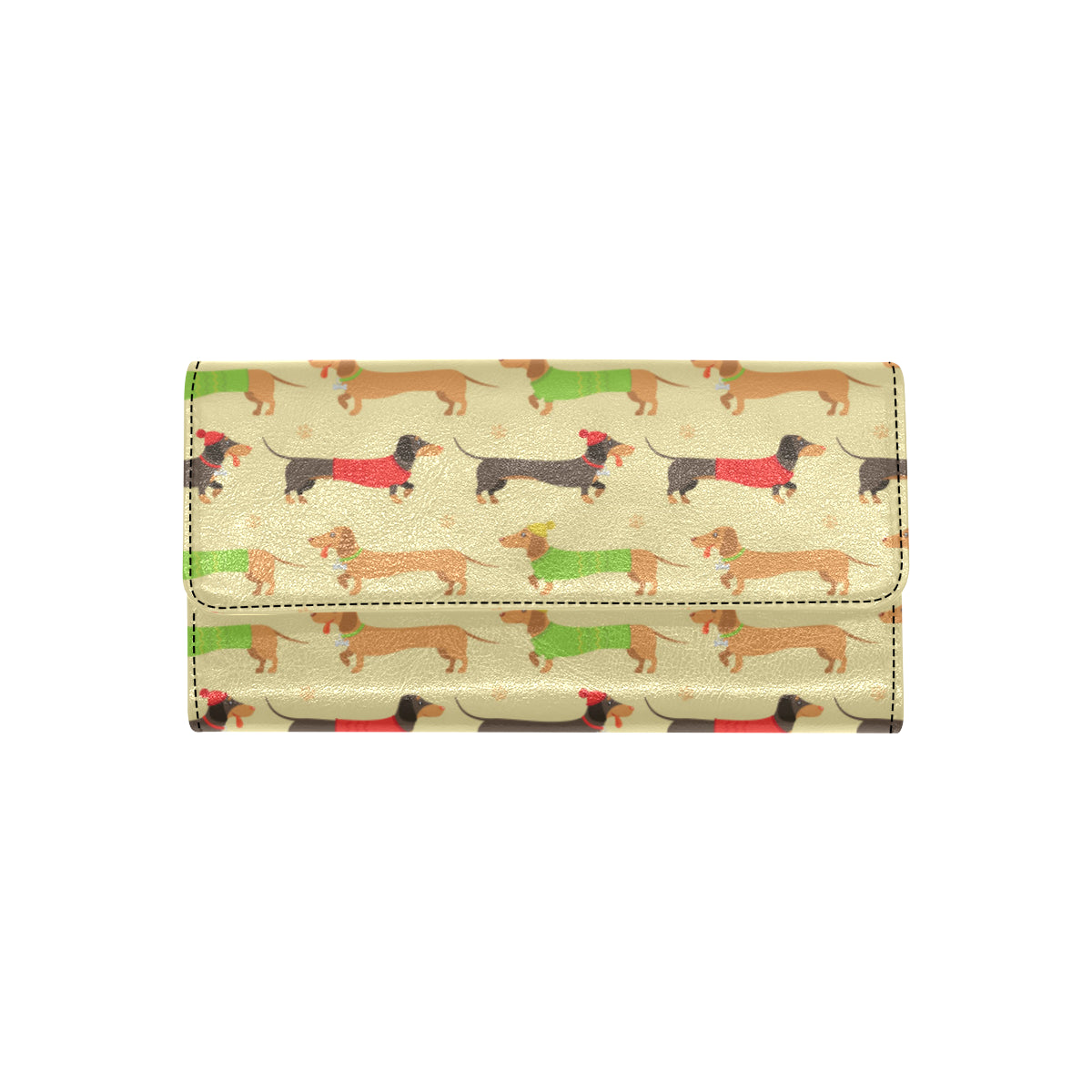 Dachshund Pattern Print Design 06 Women's Trifold Wallet