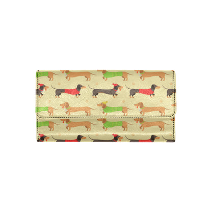Dachshund Pattern Print Design 06 Women's Trifold Wallet