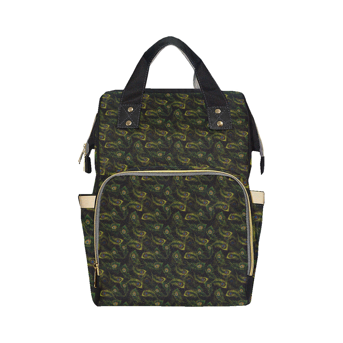 Peacock Feather Pattern Design Print Diaper Bag Backpack
