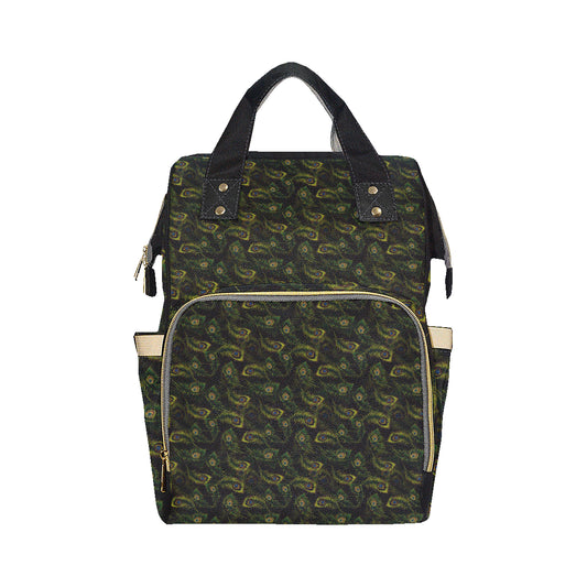 Peacock Feather Pattern Design Print Diaper Bag Backpack