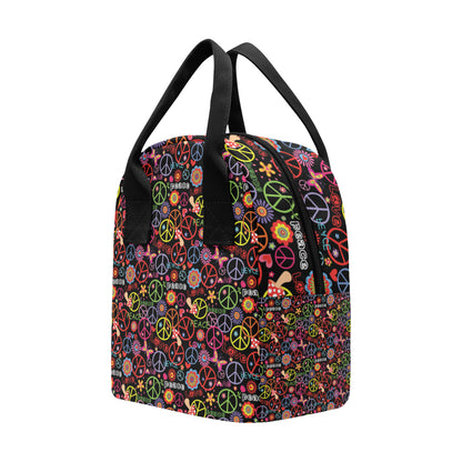 Peace Sign Colorful Design Print Insulated Lunch Bag