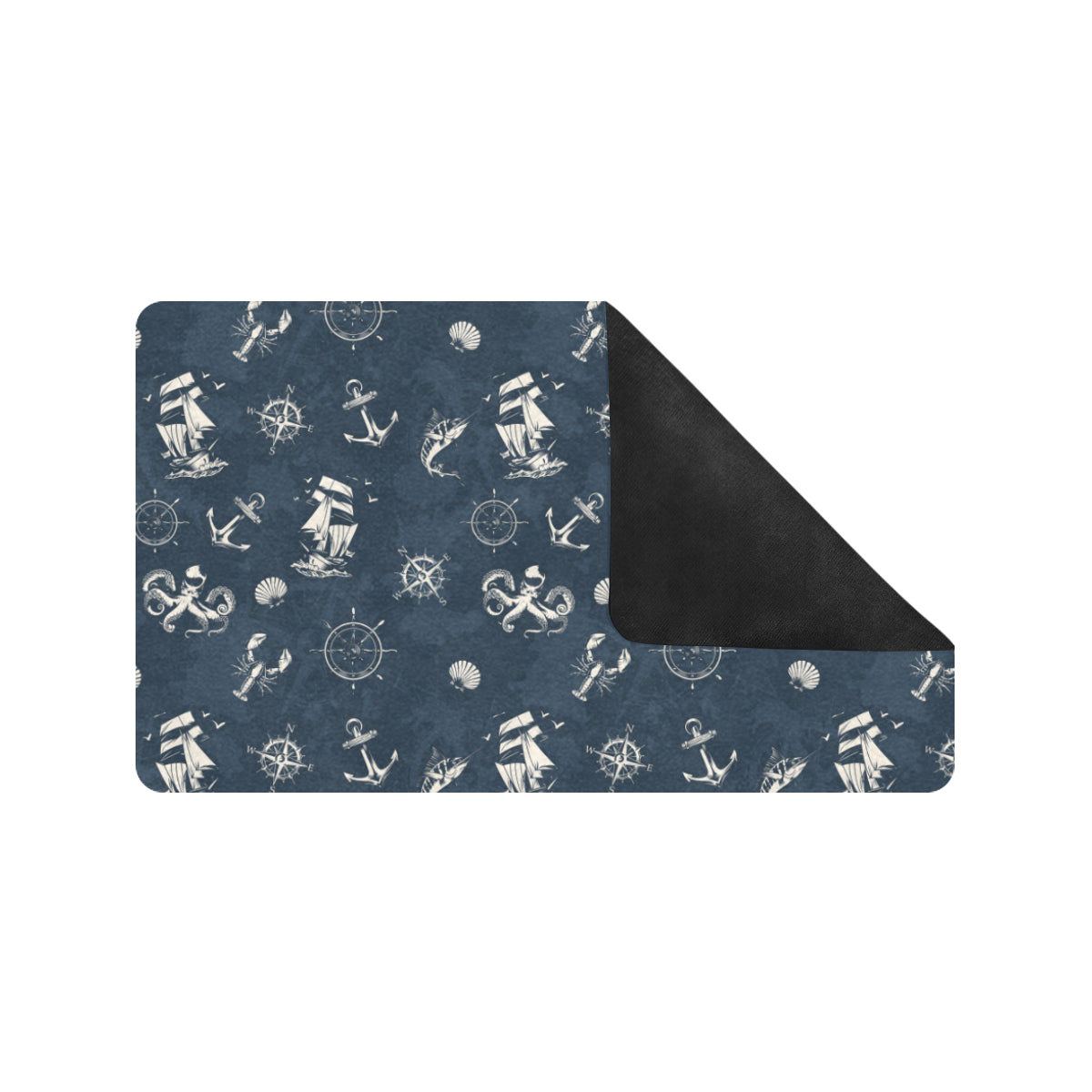 Nautical Sea Themed Print Rubber Doormat