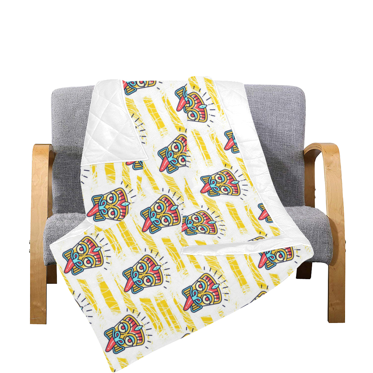 Tiki Smile Mask Print Pattern Premium Quilt
