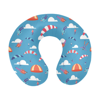 Skydiving Pattern Print Design 03 U-Shaped Travel Neck Pillow
