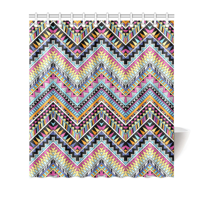 Multicolor zigzag Tribal Aztec Shower Curtain
