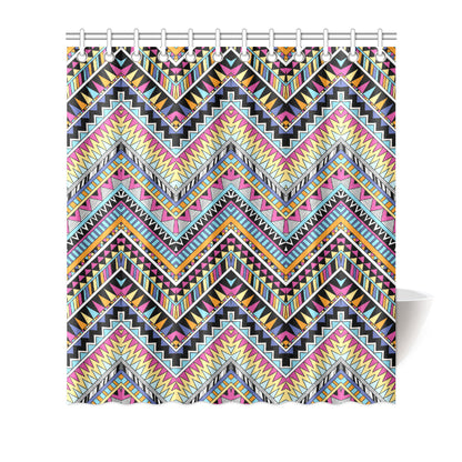 Multicolor zigzag Tribal Aztec Shower Curtain