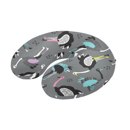 Ostrich Pattern Print Design 01 U-Shaped Travel Neck Pillow