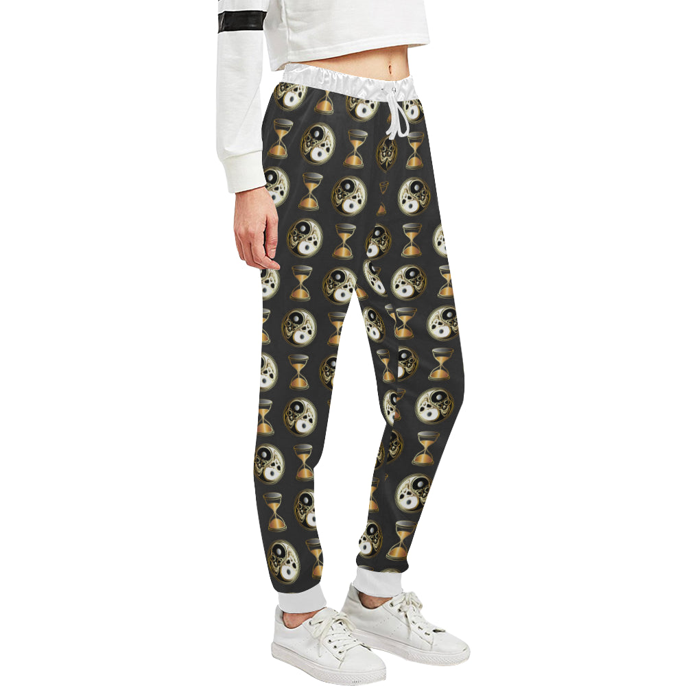 Yin Yang Skull Themed Design Print Unisex Sweatpants