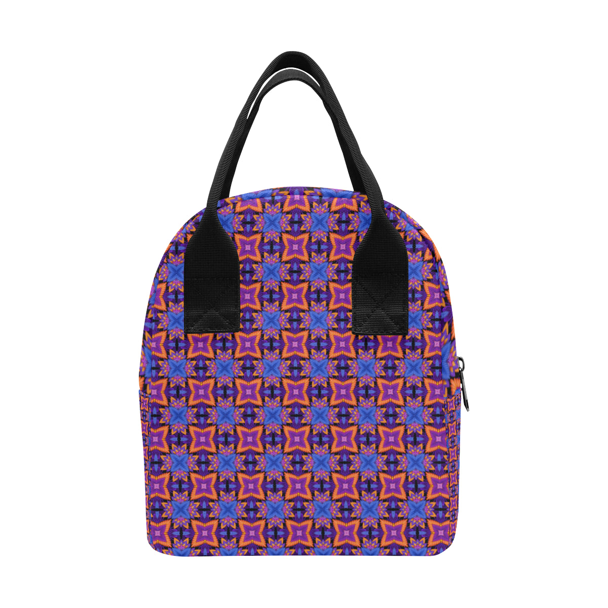 kaleidoscope Purple Orange Print Design Insulated Lunch Bag