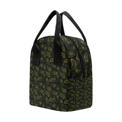 Peacock Feather Pattern Design Print Insulated Lunch Bag