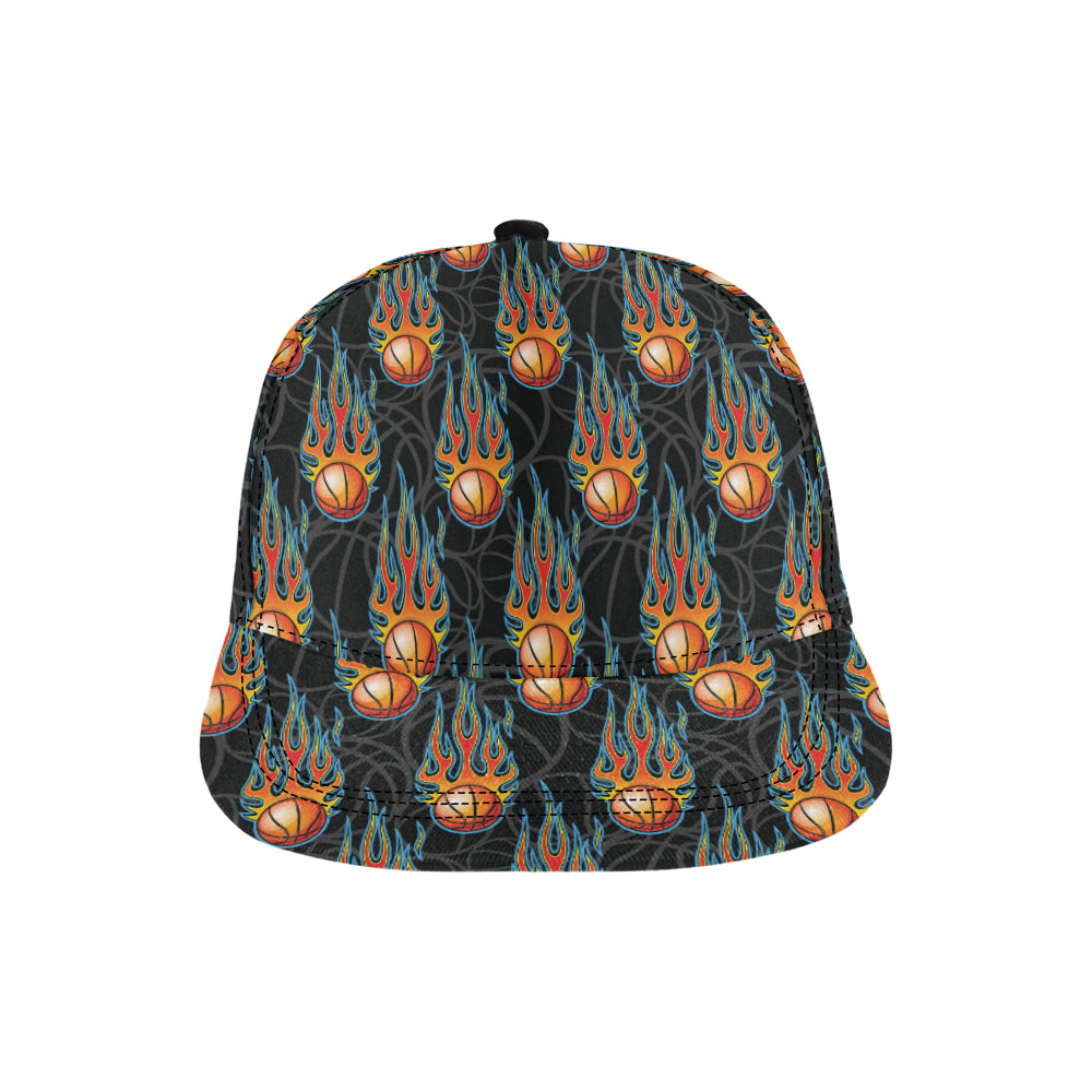 Basketball Fire Print Pattern Snapback Cap