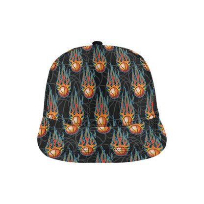 Basketball Fire Print Pattern Snapback Cap