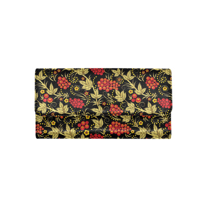 Cranberry Pattern Print Design CB02 Women's Trifold Wallet