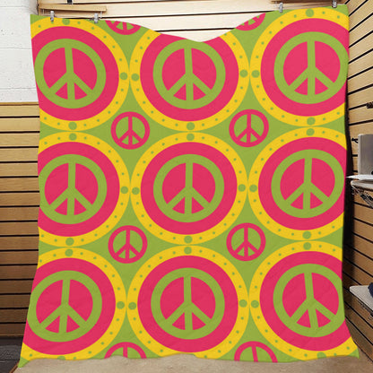 Peace Sign Pattern Print Design A01 Premium Quilt