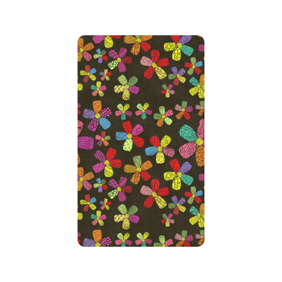 Flower Power Colorful Print Pattern Rubber Doormat