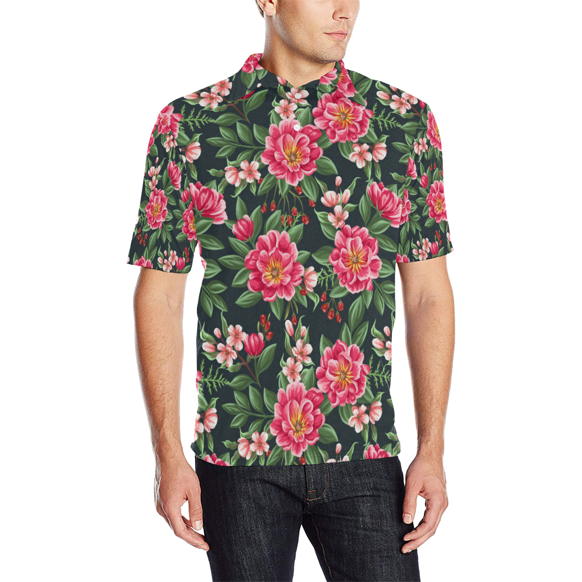 Summer Floral Pattern Print Design SF06 Men Polo Shirt