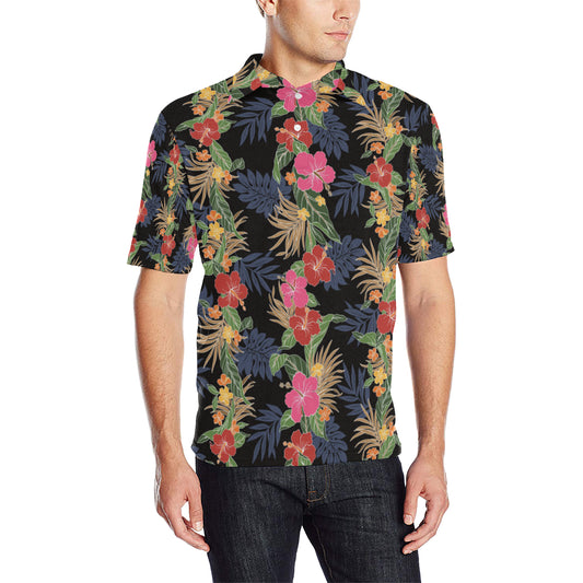 Hawaiian Themed Pattern Print Design H011 Men Polo Shirt