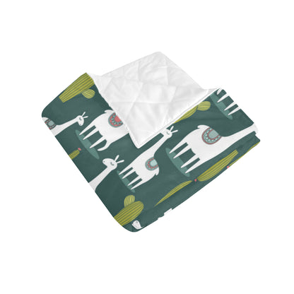 Llama Cactus Pattern Print Design 02 Premium Quilt