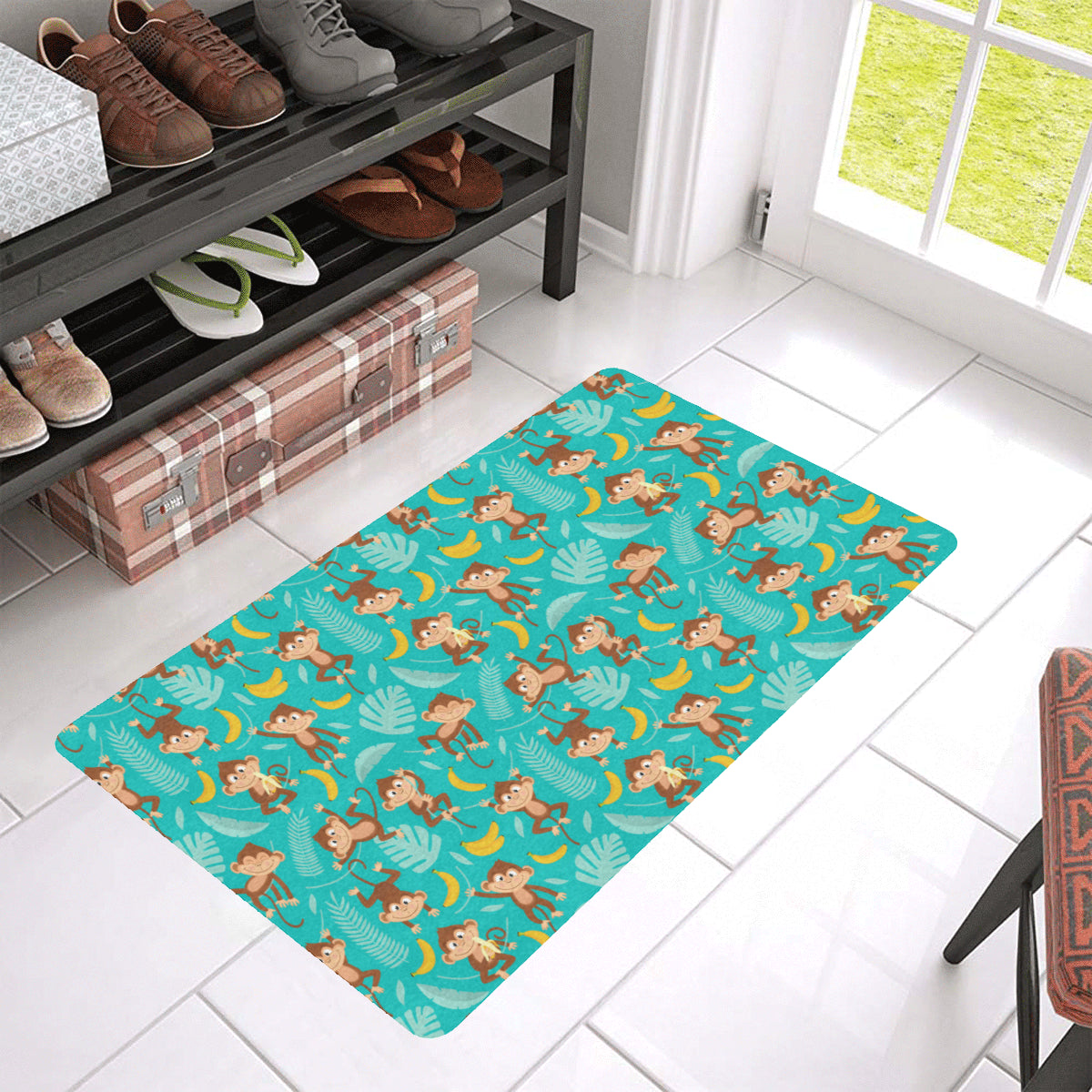 Monkey Happy Design Themed Print Rubber Doormat