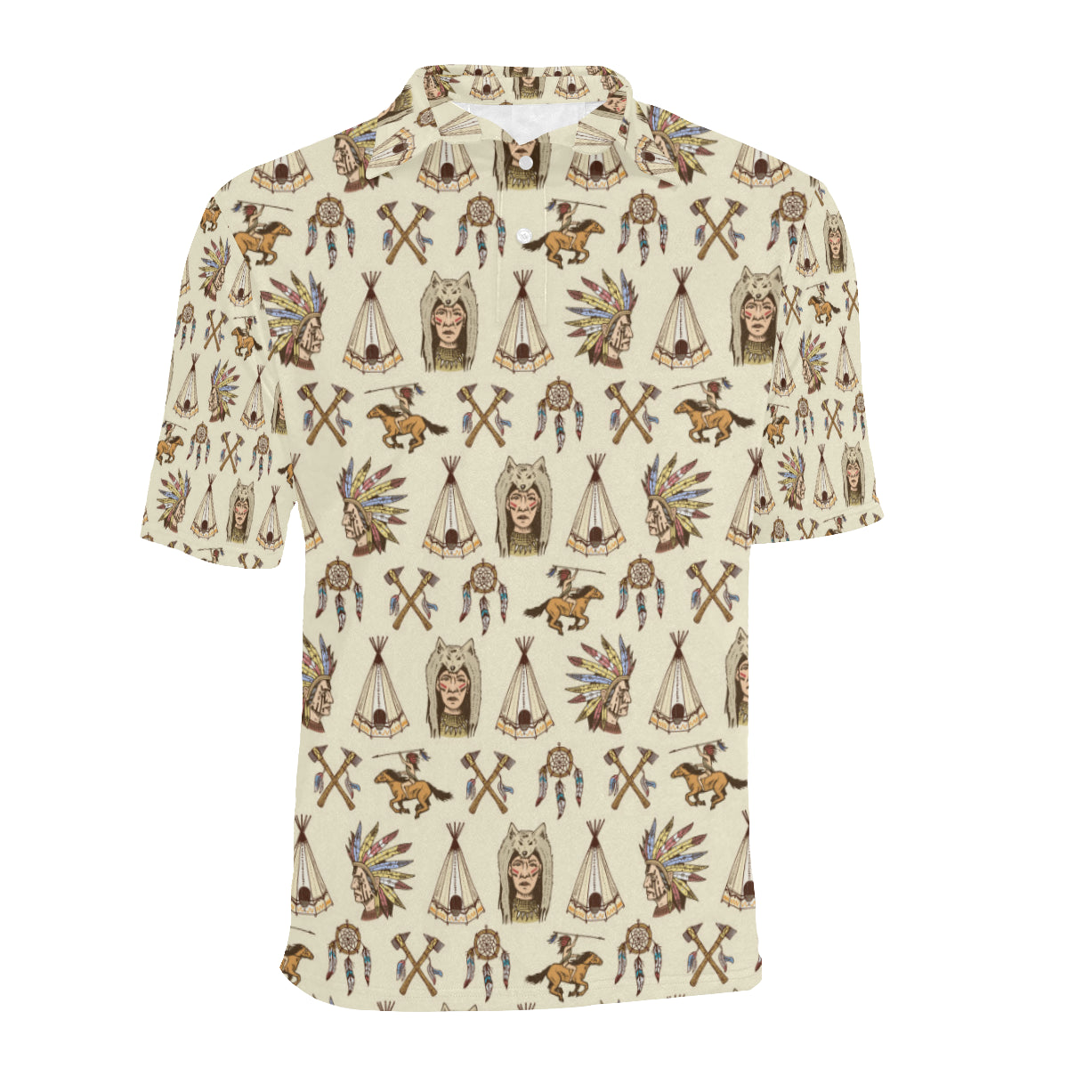Native Indian Pattern Design Print Men Polo Shirt