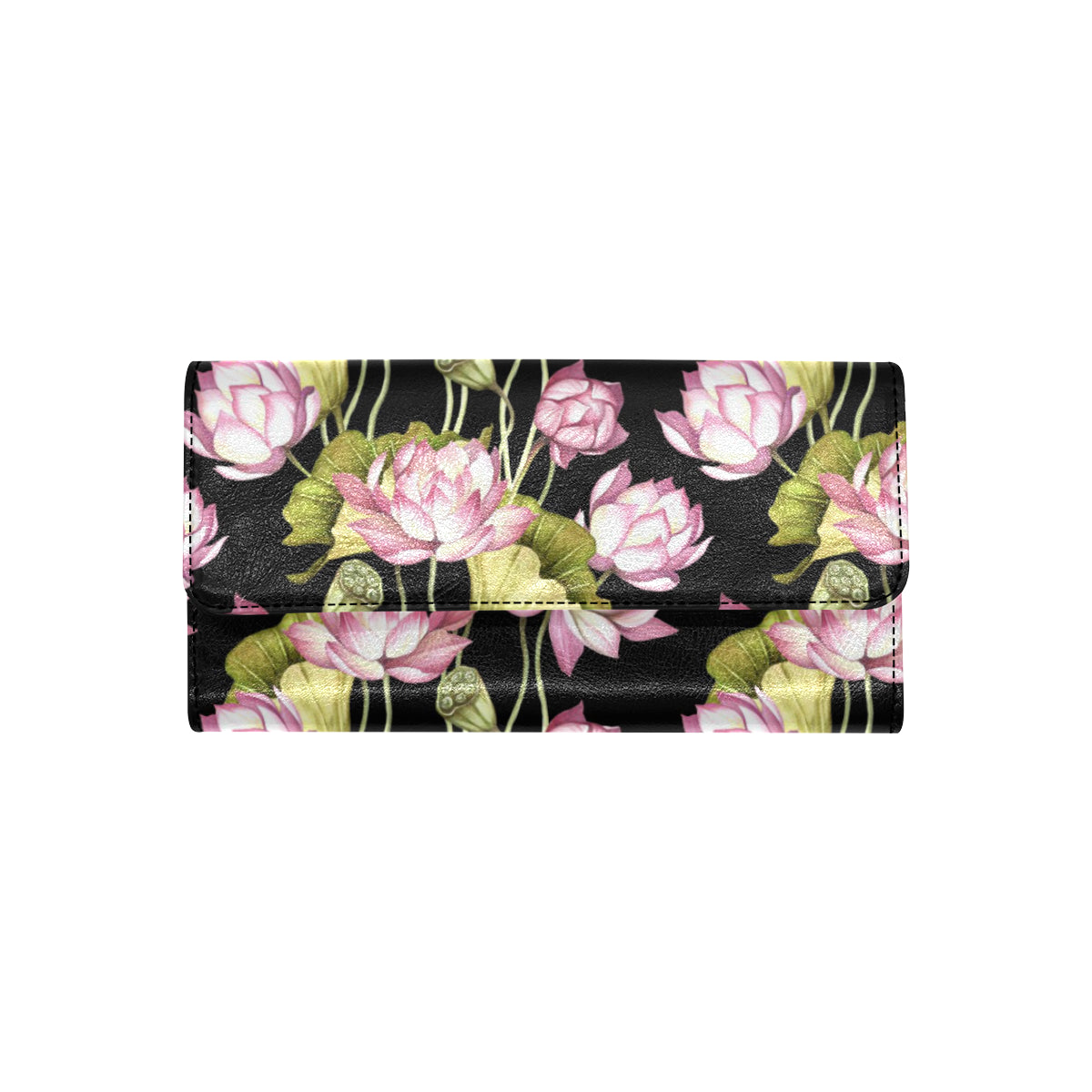 Water Lily Pattern Print Design WL06 Women's Trifold Wallet