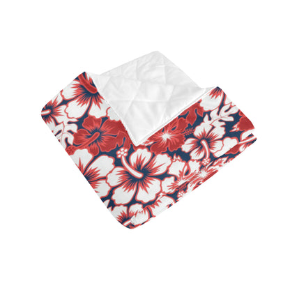 Red Hibiscus Pattern Print Design HB01 Premium Quilt