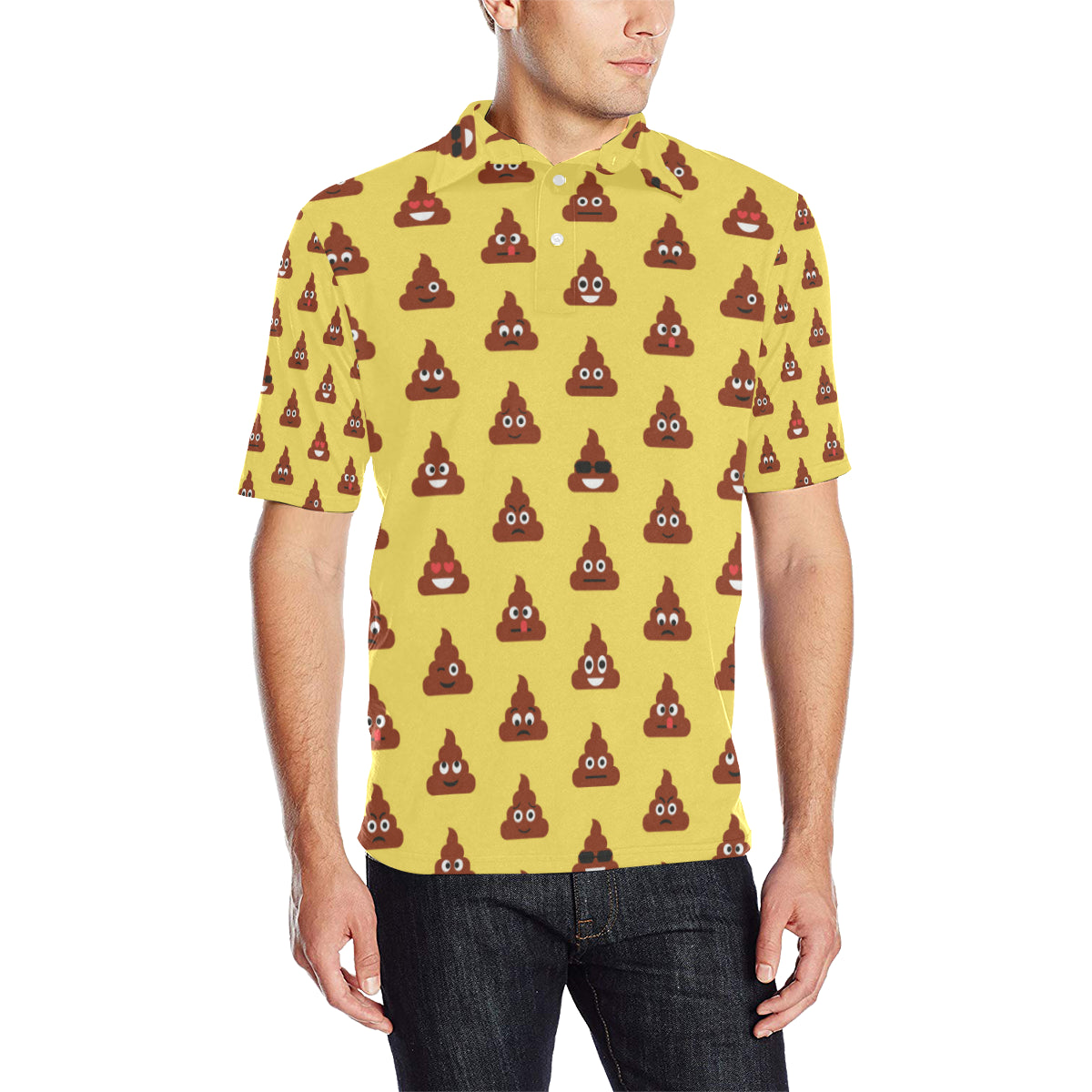 Emoji Poop Print Pattern Men Polo Shirt