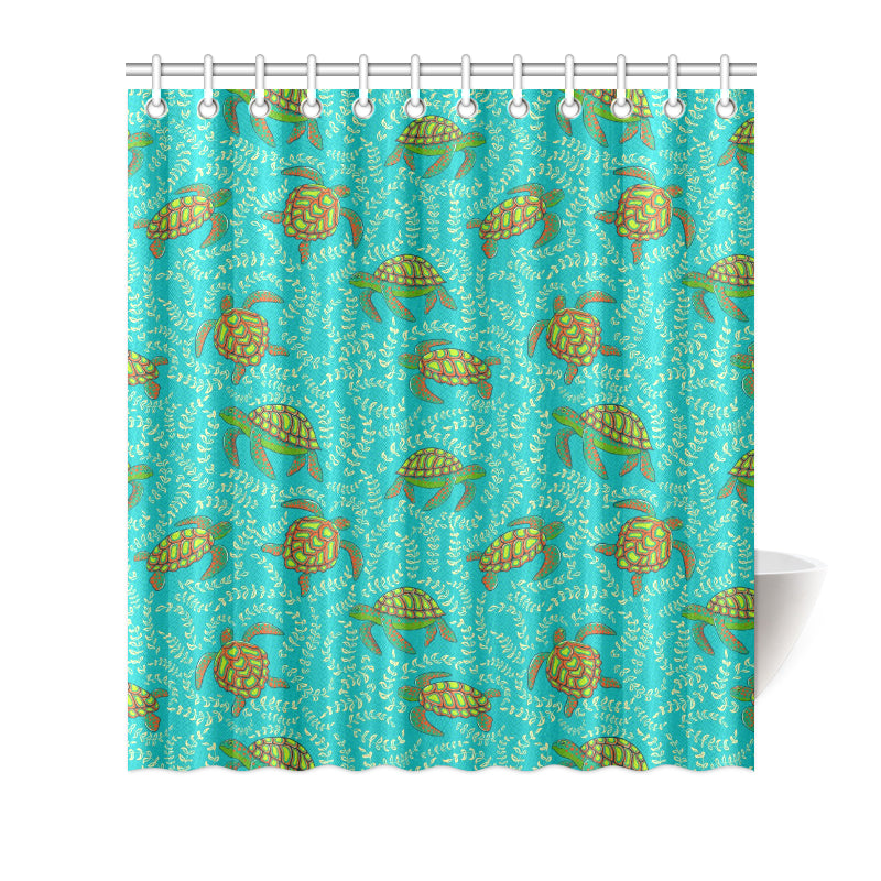 Sea Turtle Pattern Print Design T010 Shower Curtain