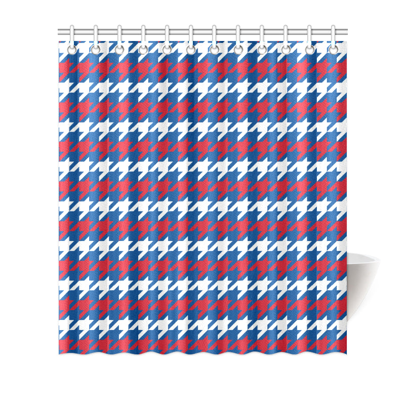 Patriotic Houndstooth Pattern Print Design A02 Shower Curtain