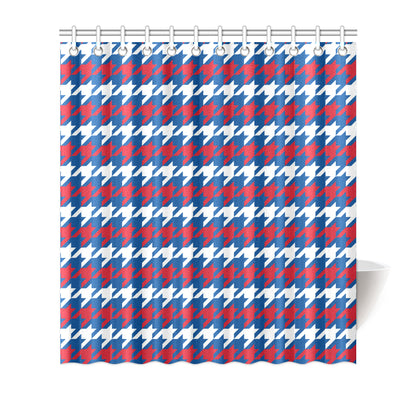 Patriotic Houndstooth Pattern Print Design A02 Shower Curtain