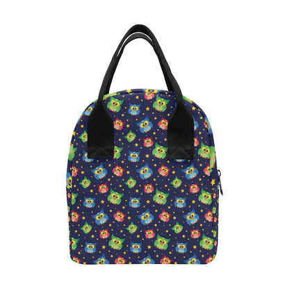 Owl with Star Themed Design Print Insulated Lunch Bag