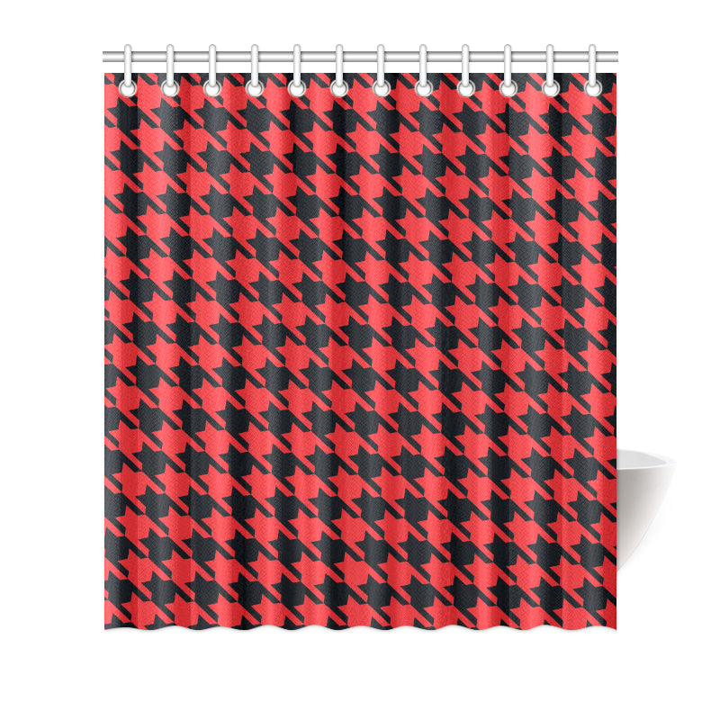 Houndstooth Red Pattern Print Design 03 Shower Curtain