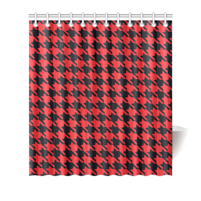 Houndstooth Red Pattern Print Design 03 Shower Curtain