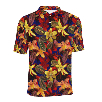 Lily Pattern Print Design LY014 Men Polo Shirt
